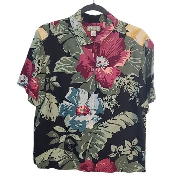 Tommy Bahama Womens S Silk Hawaiian Floral Button Up Shirt Vacay Travel Tropical - Picture 1 of 8